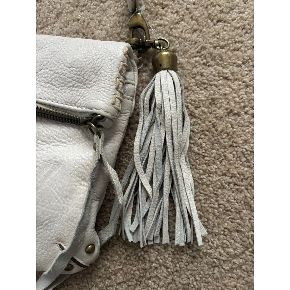 Lucky Brand Real Leather  Foldover Option Shoulder Crossbody Bag White Y2k - Picture 7 of 12